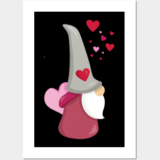 Valentine's Day Gnome, Cute Gnome, Beard, Hearts Posters and Art